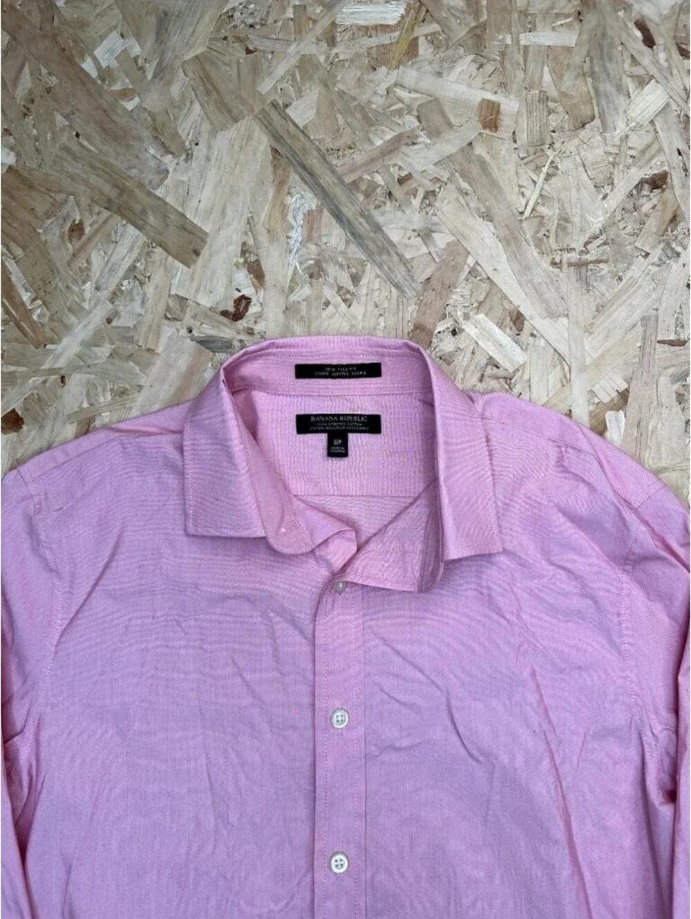 Banana Republic Shirt Mens Small Pink Slim Flex Fit Tech Stretch Cotton Button